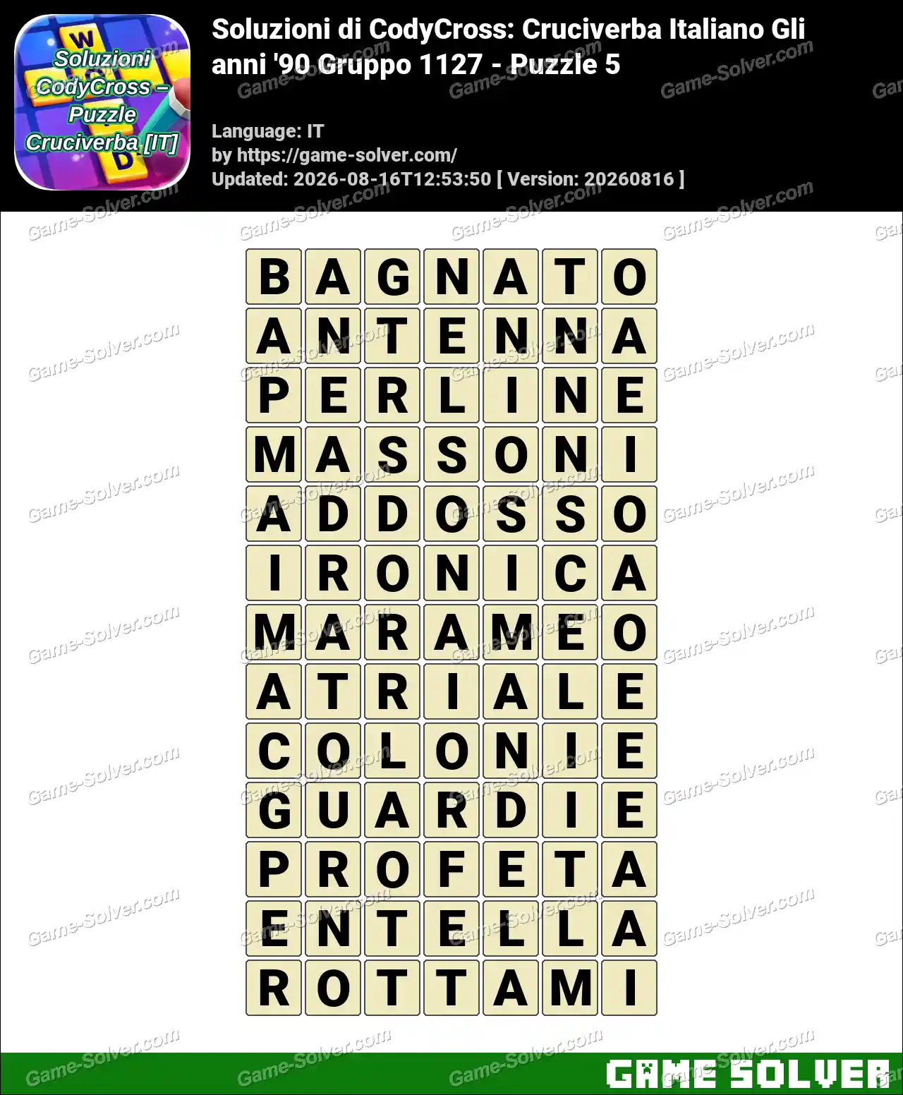 Soluzioni di CodyCross: Cruciverba Italiano Gli anni ’90 Gruppo 1127 – Puzzle 5